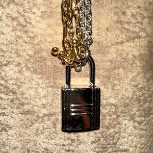 Designed by me Triple Chain Lock charm necklace